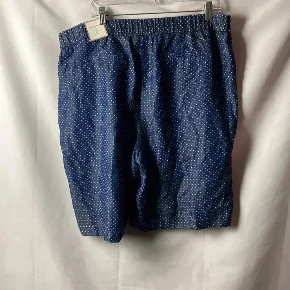 NWT CHICOS WO SIZE 16 BERMUDA‎ SHORTS CHAMBRAY BLUE WITH DOT PRINT POCKETS  NEW - Picture 6 of 12